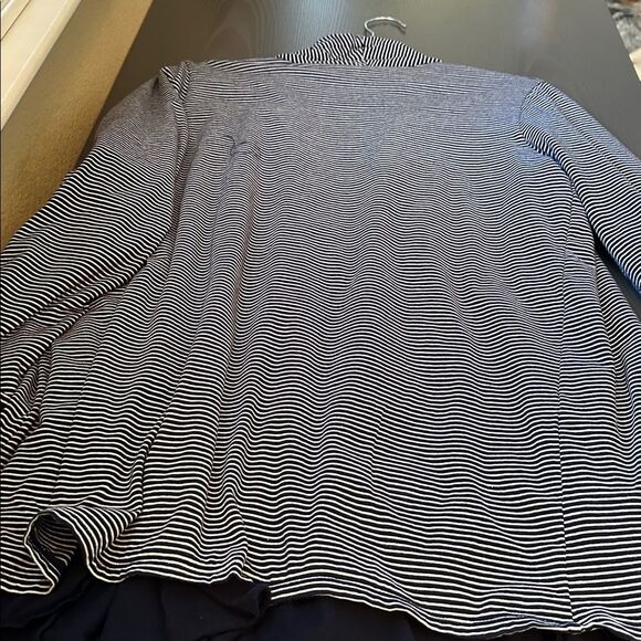 Neon Buddha Reversible Navy and White Striped Cardigan. Solid Navy. - Picture 4 of 5